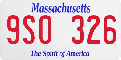 MA license plate 9SO326
