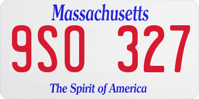 MA license plate 9SO327