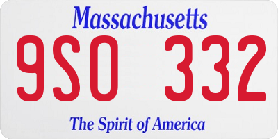 MA license plate 9SO332