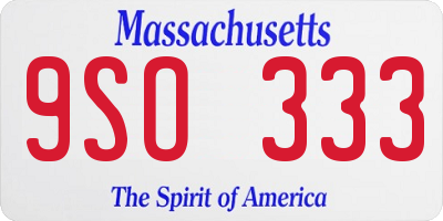 MA license plate 9SO333