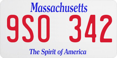 MA license plate 9SO342