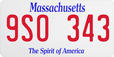 MA license plate 9SO343