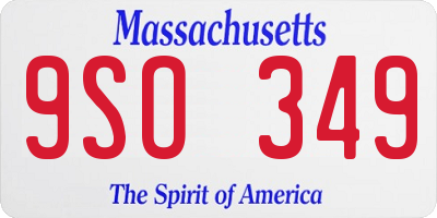 MA license plate 9SO349