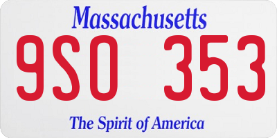 MA license plate 9SO353