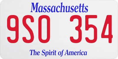 MA license plate 9SO354