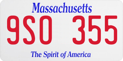 MA license plate 9SO355