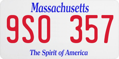 MA license plate 9SO357