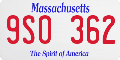 MA license plate 9SO362