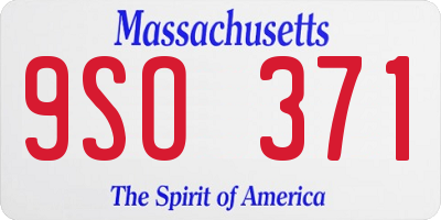 MA license plate 9SO371