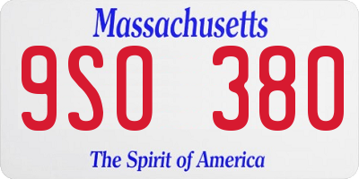 MA license plate 9SO380