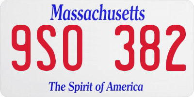 MA license plate 9SO382