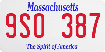 MA license plate 9SO387