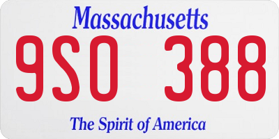 MA license plate 9SO388