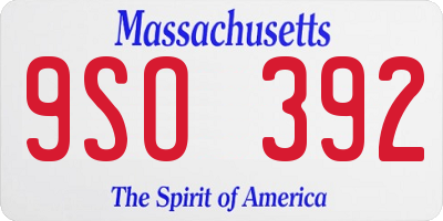 MA license plate 9SO392