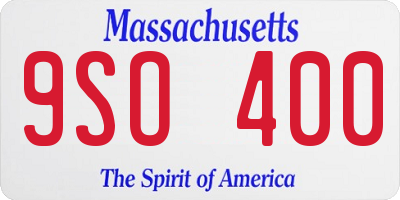 MA license plate 9SO400