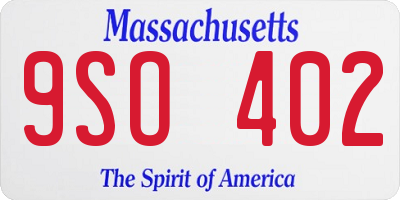 MA license plate 9SO402