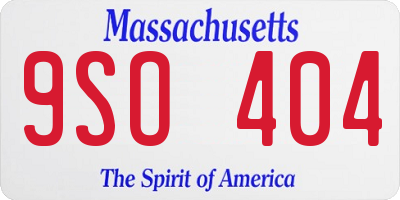 MA license plate 9SO404