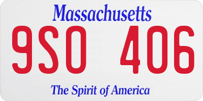 MA license plate 9SO406
