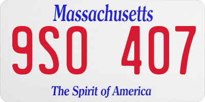 MA license plate 9SO407