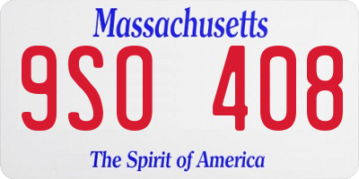 MA license plate 9SO408