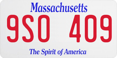 MA license plate 9SO409