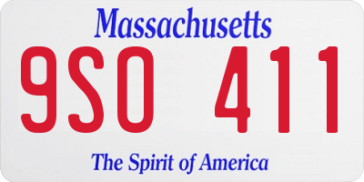 MA license plate 9SO411