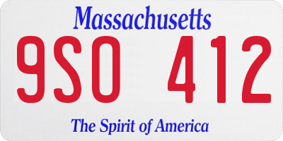 MA license plate 9SO412