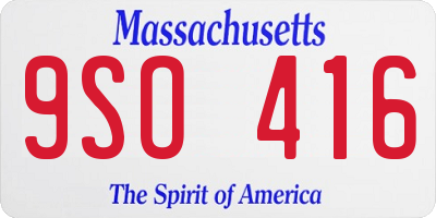 MA license plate 9SO416