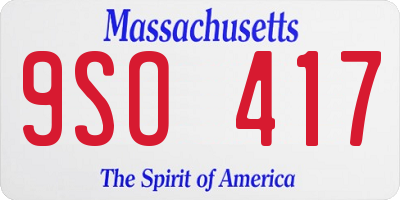 MA license plate 9SO417