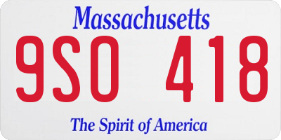 MA license plate 9SO418
