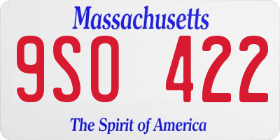 MA license plate 9SO422