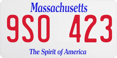 MA license plate 9SO423