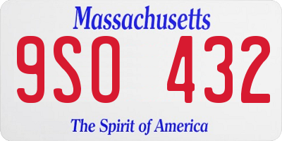 MA license plate 9SO432