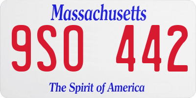 MA license plate 9SO442