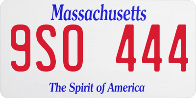 MA license plate 9SO444