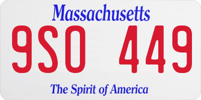 MA license plate 9SO449