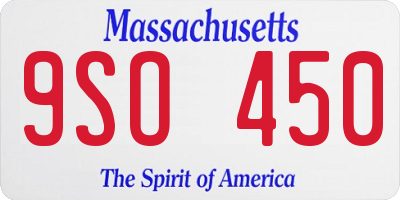 MA license plate 9SO450