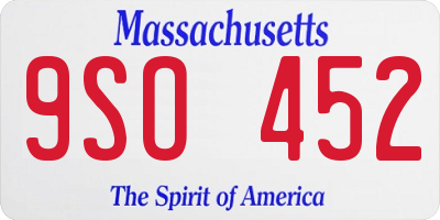 MA license plate 9SO452
