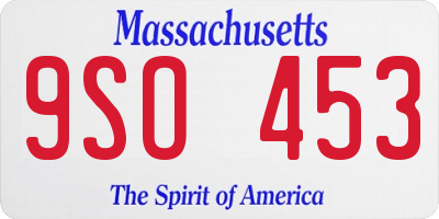 MA license plate 9SO453