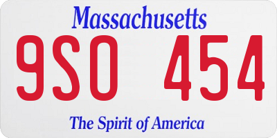 MA license plate 9SO454