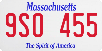 MA license plate 9SO455