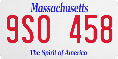 MA license plate 9SO458