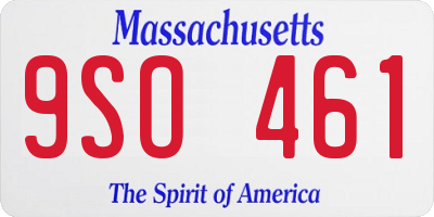 MA license plate 9SO461