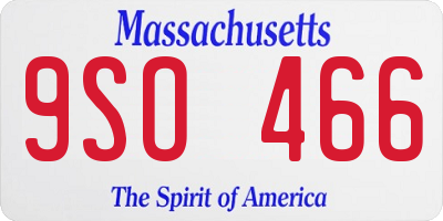 MA license plate 9SO466