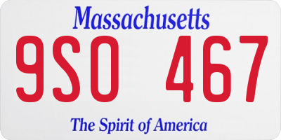 MA license plate 9SO467