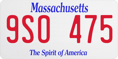 MA license plate 9SO475