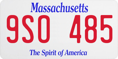 MA license plate 9SO485