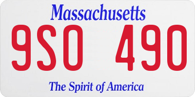 MA license plate 9SO490