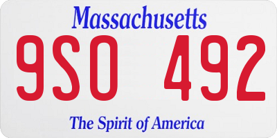 MA license plate 9SO492