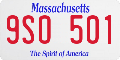 MA license plate 9SO501